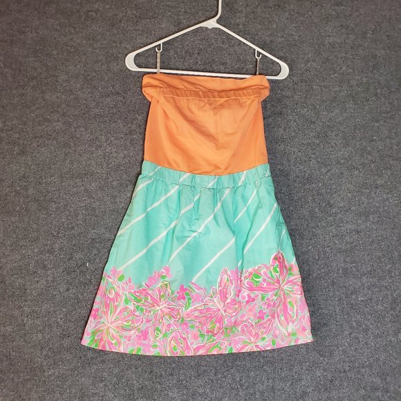 Lilly Pulitzer 47772 Sm Fleur Crash Landing Strapless Floral Colorful Dress A21 - Picture 1 of 5